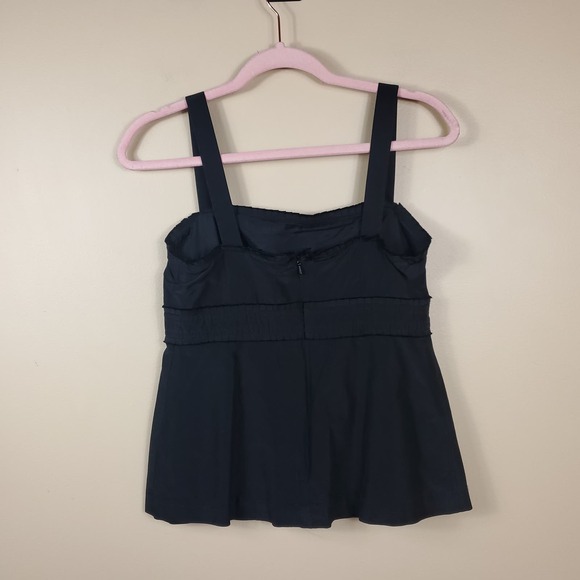 Vintage Lilly Pulitzer Black Ruffled Babydoll Sleeveless Silk Blouse Size 2 - Picture 7 of 10